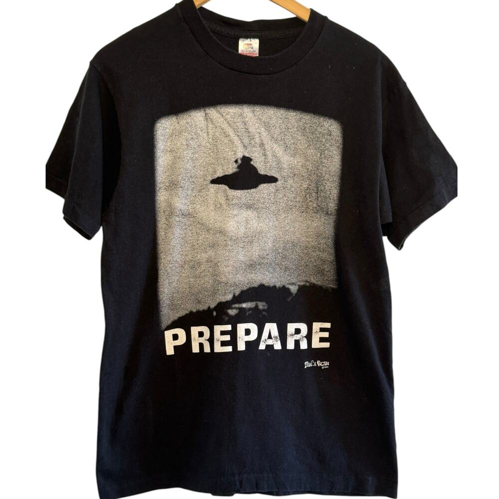 Fashion Victim 1995 UFO Prepare Alien Black Single Stitch Large T-Shirt